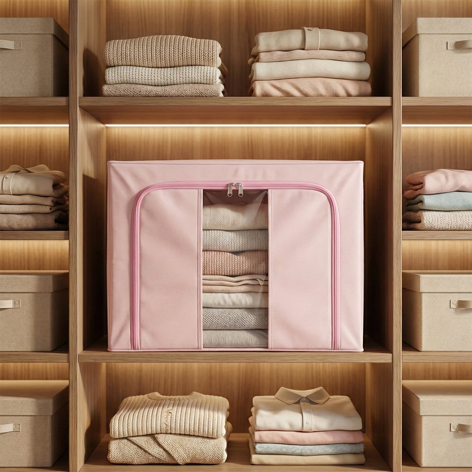 Foldable Fabric Clothes Storage Organizer Box (33 × 49 CM, 1 Pc)