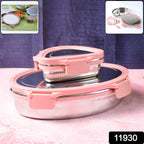 Ganesh Classy 2-piece Stainless Steel Lunch Box Set