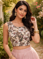 Floral Printed Crop Top – Elegant Sleeveless Style
