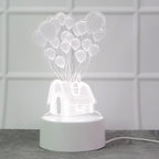 3d Illusion Led Night Lamp With House And Balloons Design