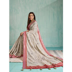 Generic Women's Silk Blend Printed Saree With Unstitched Blouse 5.5Mtr (Beige)