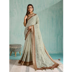 Generic Women's Silk Blend Printed Saree With Unstitched Blouse 5.5Mtr (Green)