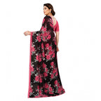 Generic Women's Georgette Printed Saree With Unstitched Blouse 5.5Mtr (Pink)
