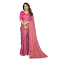 Generic Women's Georgette Printed Saree With Unstitched Blouse 5.5Mtr (Pink)