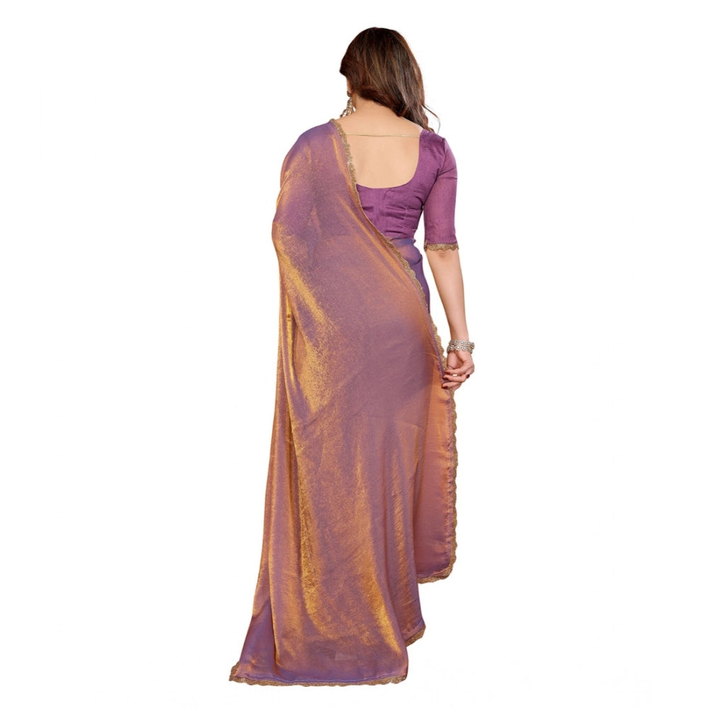 Generic Women's Georgette Printed Saree With Unstitched Blouse 5.5Mtr (Purple)