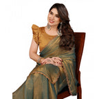 Generic Women's Georgette Printed Saree With Unstitched Blouse 5.5Mtr (Green)
