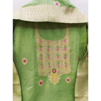Generic Women's Banarasi Silk Printed Unstitched Salwar Suit Material With Dupatta (Pista, 3Mtrs)