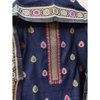 Generic Women's Banarasi Silk Printed Unstitched Salwar Suit Material With Dupatta (Navy Blue, 3Mtrs)