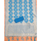 Generic Women's Banarasi Silk Printed Unstitched Salwar Suit Material With Dupatta (Sky Blue, 3Mtrs)
