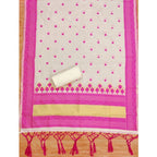 Generic Women's Banarasi Silk Printed Unstitched Salwar Suit Material With Dupatta (Pink, 3Mtrs)