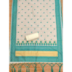 Generic Women's Banarasi Silk Printed Unstitched Salwar Suit Material With Dupatta (Teal, 3Mtrs)