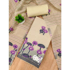 Generic Women's Banarasi Silk Printed Unstitched Salwar Suit Material With Dupatta (Cream, 3Mtrs)