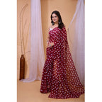 Generic Women's Georgette Printed Saree With Unstitched Blouse 5.5Mtr (Maroon)