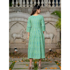 Generic Women's Rayon Print With Embroidery Work A-Line Kurti (Rama)