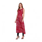 Generic Women's Casual Crepe Sleeveless Slit Dress (Maroon)