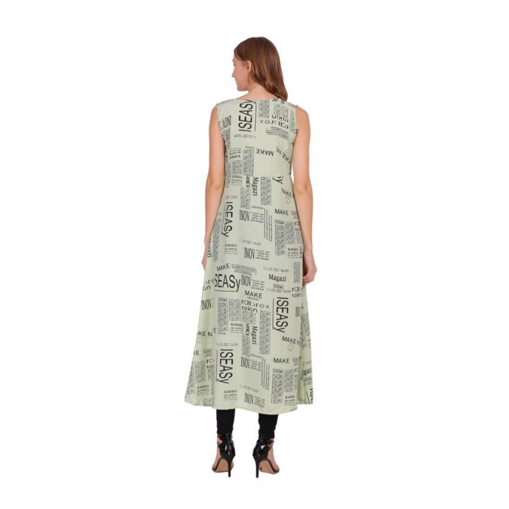 Generic Women's Casual Crepe Sleeveless Slit Dress (Light Green)