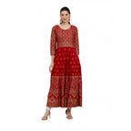 Generic Women's Casual Rayon 3-4th Sleeves Anarkali Kurti (Red)