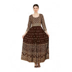 Generic Women's Casual Rayon 3-4th Sleeves Anarkali Kurti (Brown)