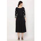 Generic Women's Casual Rayon 3-4th Sleeves Kurti (Black)