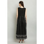 Generic Women's Casual Rayon Sleeveless Kurti (Black)