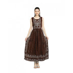 Generic Women's Casual Rayon Sleeveless Kurti (Brown)