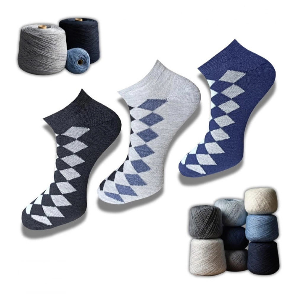 Generic 3_Pair Set Unisex Casual Cotton Printed Low Cut Socks (Multicolor)