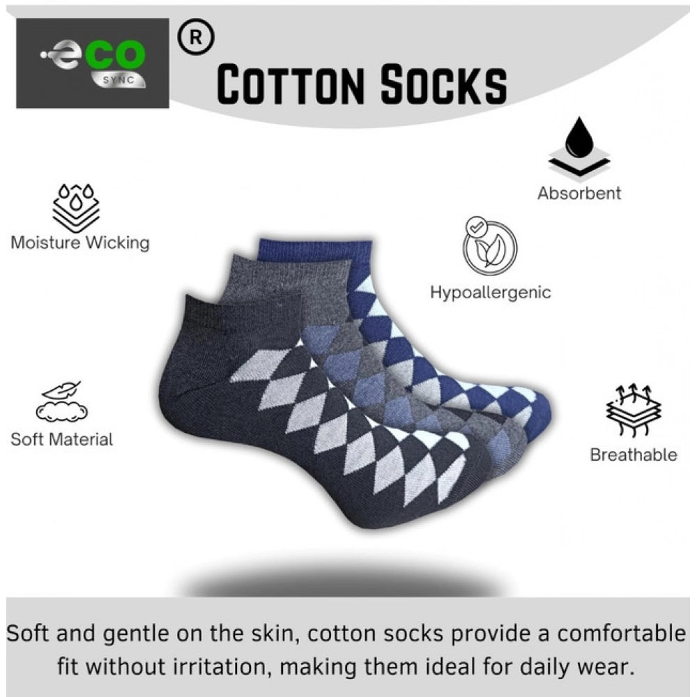 Generic 3_Pair Set Unisex Casual Cotton Printed Low Cut Socks (Multicolor)