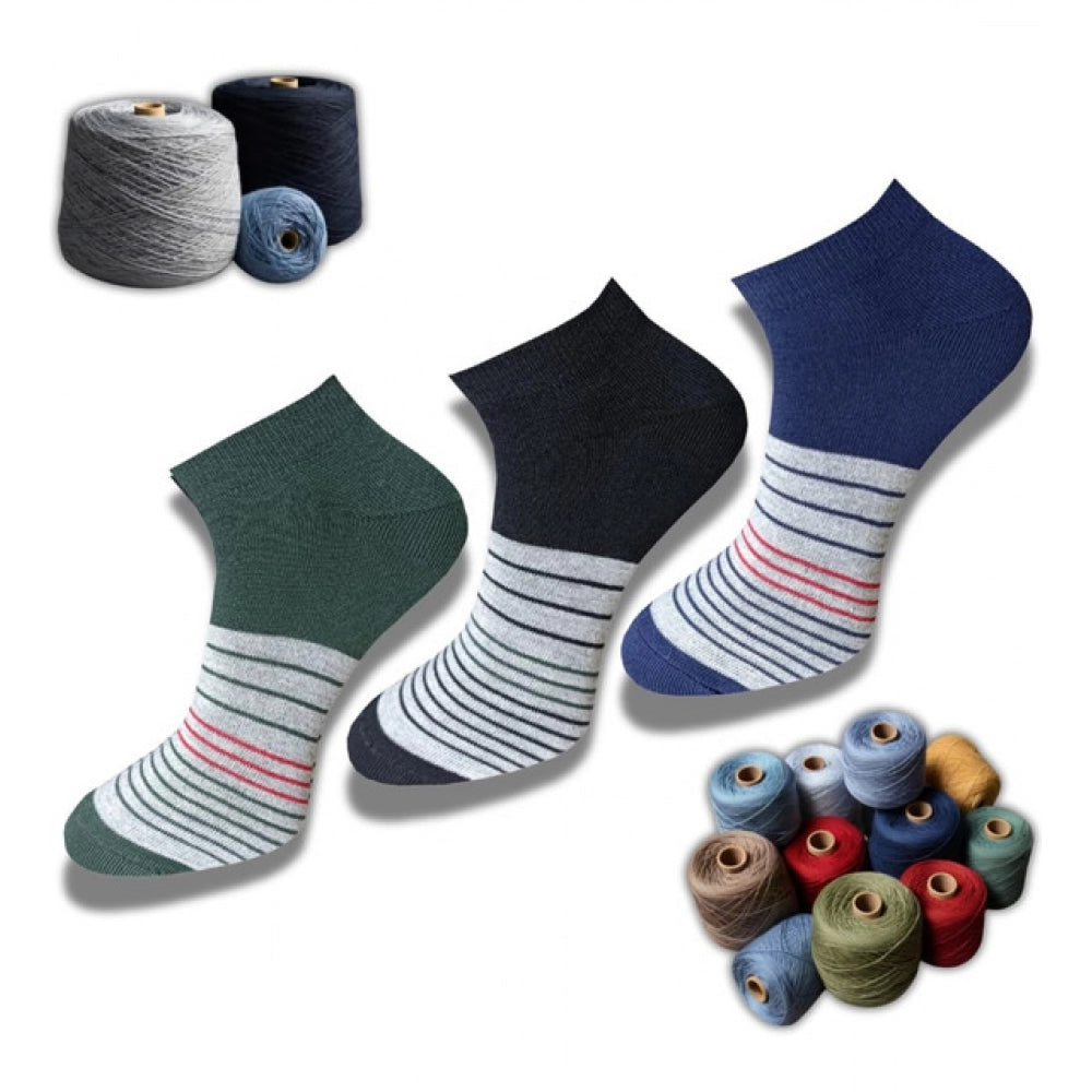 Generic 3_Pair Set Unisex Casual Cotton Printed Low Cut Socks (Multicolor)