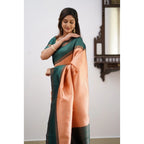 Generic Women's Soft Lichi Silk Printed Saree With Unstitched Blouse 5.5Mtr (Orange)