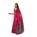 Generic Women's Soft Lichi Silk Printed Saree With Unstitched Blouse 5.5Mtr (Pink)