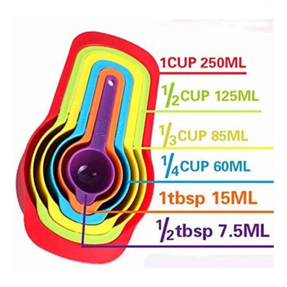 Generic Pack of 4_Colorful Measuring Cup Spoon Set Stackable Kitchen Measuring Cups (Color: Assorted )