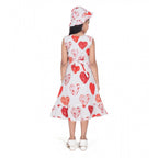 Generic Girl's Popcorn Printed Sleeve Less Round Neck Dress (Red)