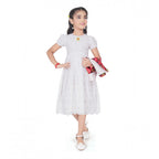 Generic Girl's Heavy Chicken Printed Short Sleeve Round Neck Dress (White)