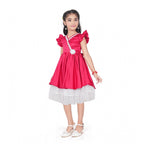 Generic Girl's Satin Soild Short Sleeve V Neck Dress (Pink)