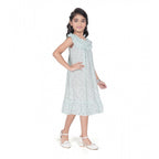 Generic Girl's Heavy Pc Printed Sleeve Less Round Neck Dress (Light Blue)