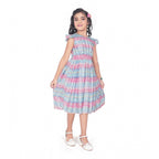 Generic Girl's Lycra Printed Sleeve Less Round Neck Dress (Multicolor)