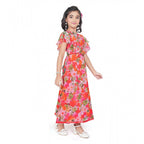 Generic Girl's Shiffon Printed Short Sleeve Round Neck Dress (Multicolor)