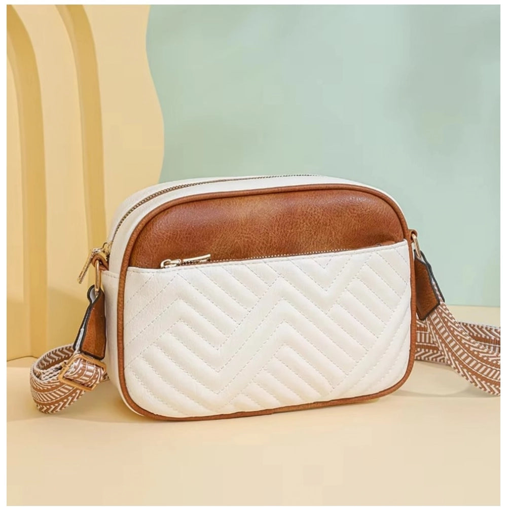 Generic Women's PU Leather Zipper Sling Bag