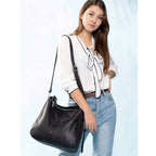 Generic Women's PU Leather Zipper Handbag (Black)