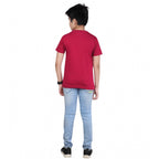 Generic Boy's Cotton Grapic Printed Round Neck T-Shirt (Marron)