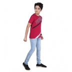 Generic Boy's Cotton Grapic Printed Round Neck T-Shirt (Marron)