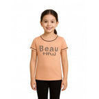 Generic Girl's Cotton Printeded Round Neck T-Shirt (Sandal Beach)