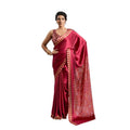 Generic Women's Satin Crepe Printed Saree With Unstitched Blouse 5.5Mtr (Maroon)