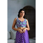 Generic Women's Satin Crepe Printed Saree With Unstitched Blouse 5.5Mtr (Purple)