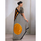 Generic Women's Satin Crepe Printed Saree With Unstitched Blouse 5.5Mtr (Mustard)