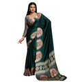 Generic Women's Satin Crepe Printed Saree With Unstitched Blouse 5.5Mtr (Green)