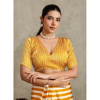 Generic Women's Satin Crepe Printed Saree With Unstitched Blouse 5.5Mtr (Mustard)
