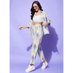 Generic Women's Polyester Floral 3-4th Sleeve Co-Ord Set (Multicolor)