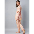 Generic Women's Rayon Tie And Dye Kaftan Sleeve Night Suit (Multicolor)