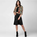 Generic Women's Polyester Floral 3-4th Sleeves Shrug (Multicolor)